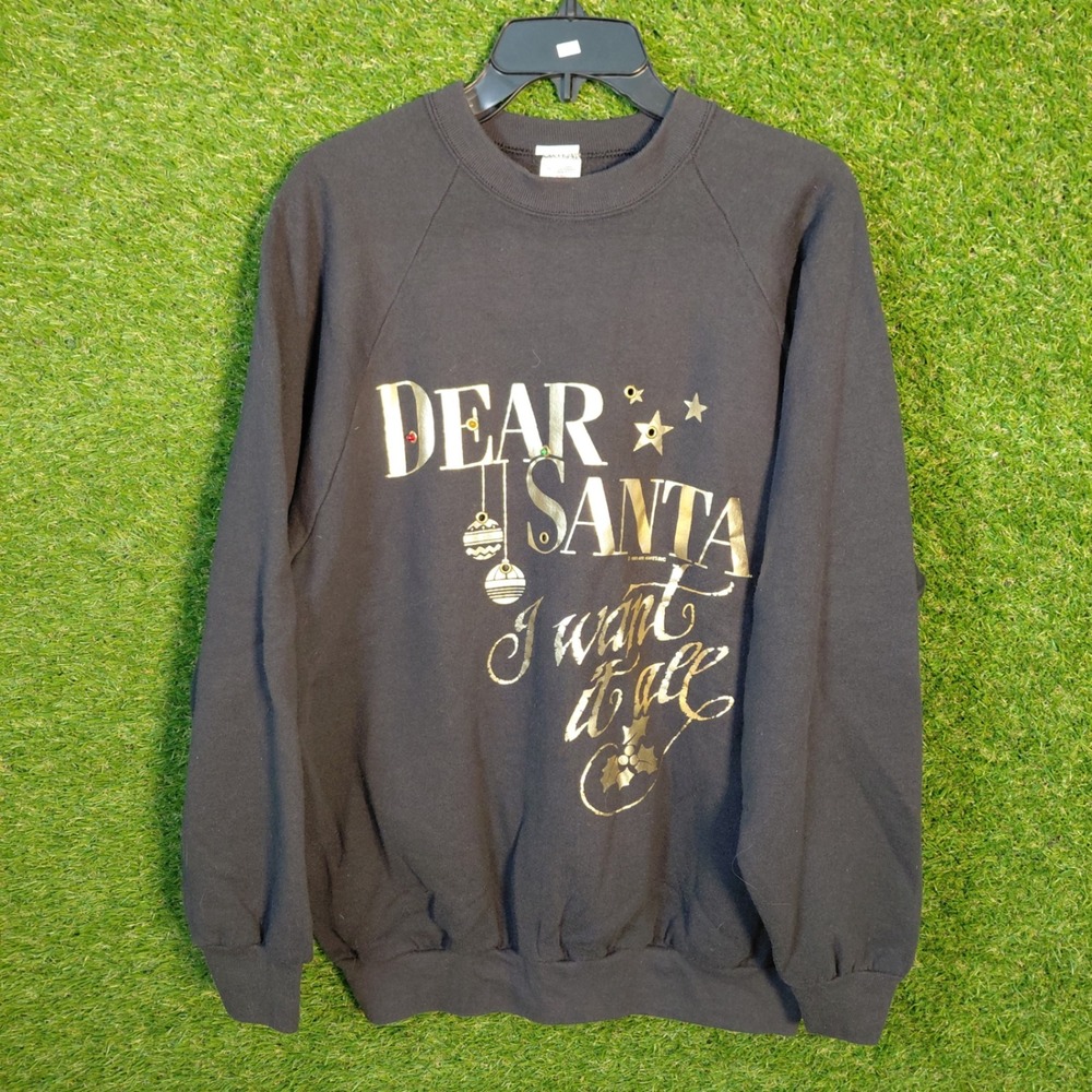 Fruit of the Loom Christmas Sweatshirt Dear Santa Ornament XL‎ VTG USA Top 80's